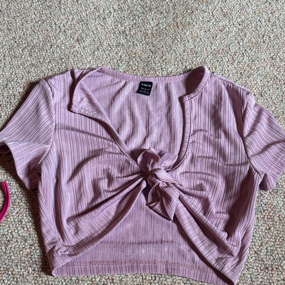 SHEIN Lilac Tie-Front Blouse